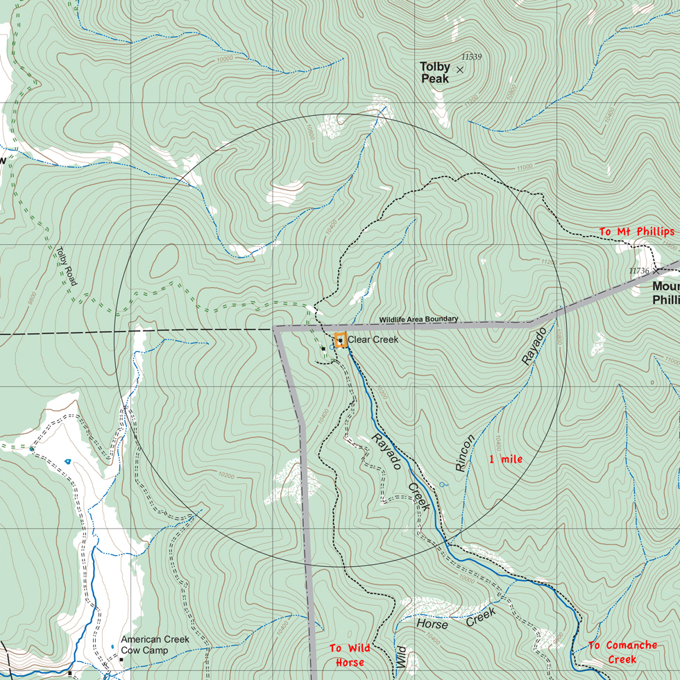 map of Clear Creek and vicinity