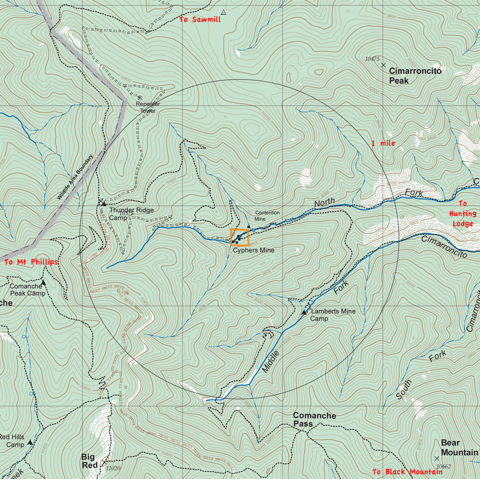 map of Cyphers Mine and vicinity
