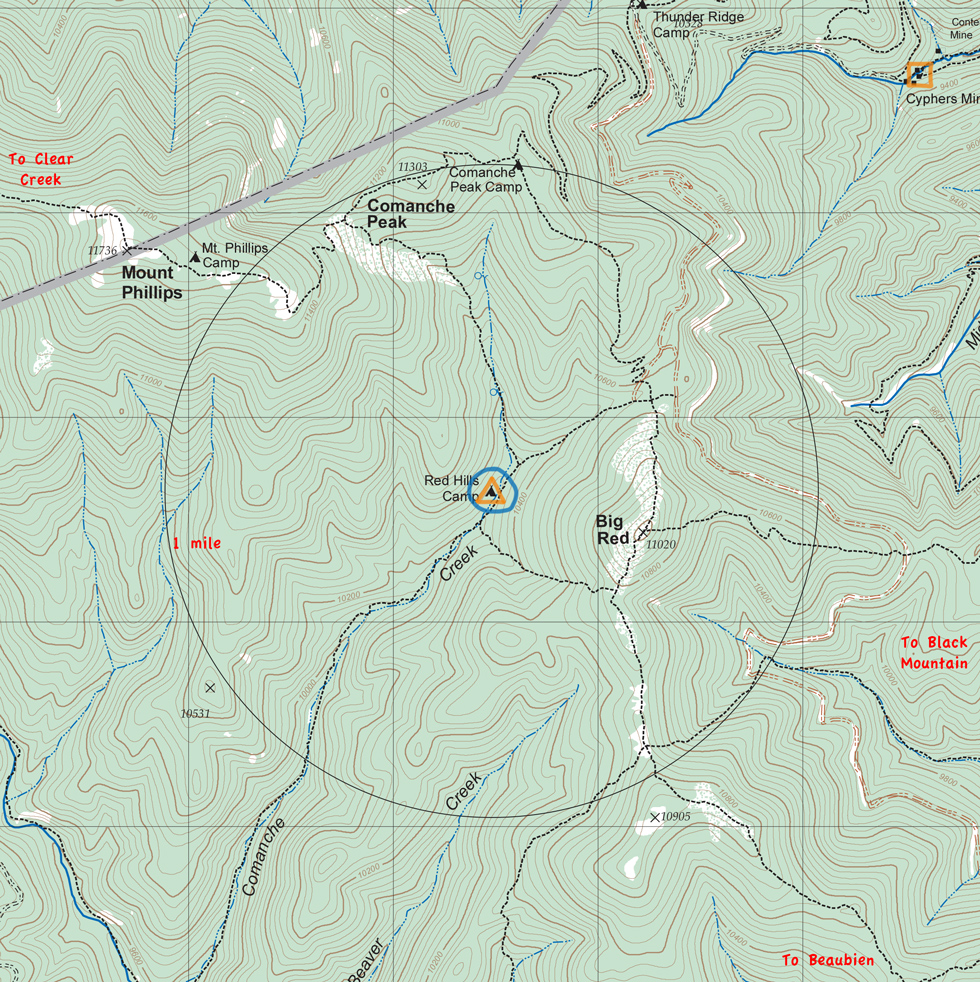 map of Red Hills Camp and vicintiy