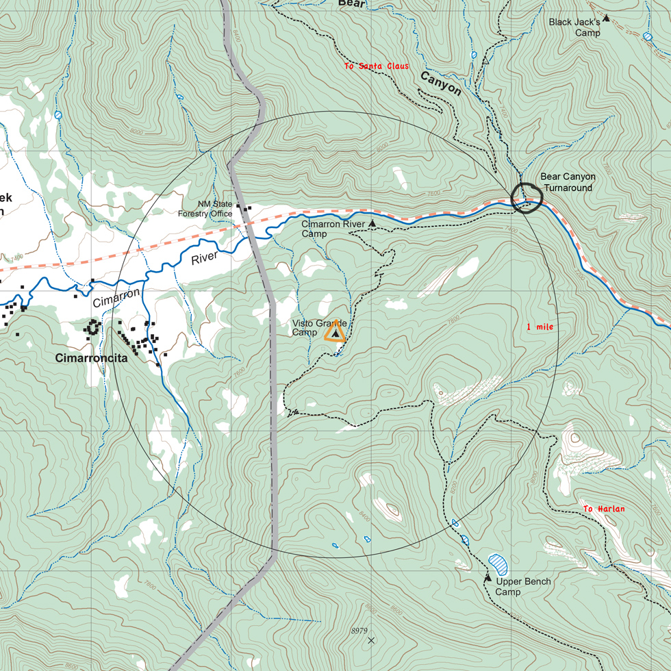 map of Visto Grande camp and vicinity