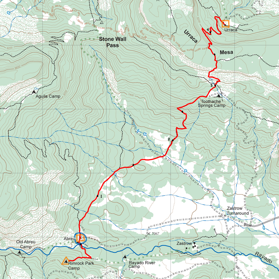 topographic map of itinerary 32, day 3 route